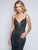 Nina Canacci - 2207 Sequin and Embroidered V-neck Trumpet Dress In Black