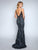 Nina Canacci - 2207 Sequin and Embroidered V-neck Trumpet Dress In Black