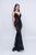 Nina Canacci - Sequin and Embroidered V-neck Trumpet Dress 2207 In Black