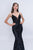 Nina Canacci - Sequin and Embroidered V-neck Trumpet Dress 2207 In Black