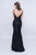 Nina Canacci - Sequin and Embroidered V-neck Trumpet Dress 2207 In Black