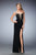 La Femme - 22113 Plunging Neck Bejeweled Evening Gown In Black