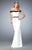 La Femme - 22138 Off-Shoulder Two-Toned Jersey Gown In White and Black
