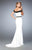 La Femme - 22138 Off-Shoulder Two-Toned Jersey Gown In White and Black