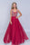 Nina Canacci - 2213 Rhinestone Accented Deep V-neck A-line Dress In Red