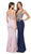 Dancing Queen - 2213 Embellished V-neck Trumpet Dress In Pink and Blue