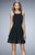 La Femme - 22146 Halter Tonal Crisscross Cocktail Dress In Black