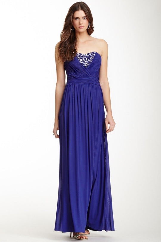 Decode 1.8 - 181935 Strapless Sweetheart Gemstone Detailed Gown in Purple