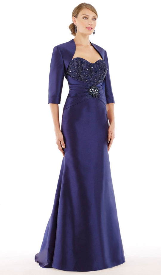 Rina Di Montella - RD2215L Strapless Mikado Mermaid Evening Gown in Blue