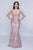 Nina Canacci - 2216 Sequin and Embroidered Deep V-neck Trumpet Dress in Pink