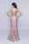 Nina Canacci - 2216 Sequin and Embroidered Deep V-neck Trumpet Dress in Pink