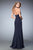 La Femme - 22175 Scalloped Halter Neck Evening Gown In Blue
