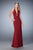 La Femme - 22175 Scalloped Halter Neck Evening Gown In Red