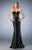 La Femme Sweetheart Illusion Striped Evening Gown 22205 - 1 pc Black In Size 6 Available In Black
