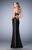 La Femme - 22205 Strapless Illusion Striped Gown In Black