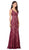 Dancing Queen - 2221 Sleeveless Illusion Inset V-Neck Sheath Prom Gown in Red