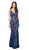 Dancing Queen - 2221 Sleeveless Illusion Inset V-Neck Sheath Prom Gown in Blue