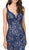 Dancing Queen - 2221 Sleeveless Illusion Inset V-Neck Sheath Prom Gown in Blue