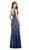 Dancing Queen - 2221 Sleeveless Illusion Inset V-Neck Sheath Prom Gown in Blue