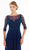 Rina Di Montella - RD2222 Beaded Illusion Bateau Chiffon A-line Gown in Blue