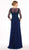 Rina di Montella - RD2222-1 Beaded Illusion Bateau Chiffon A-line Gown In Blue