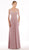 Rina Di Montella - RD2222 Beaded Illusion Bateau Chiffon A-line Gown in Pink