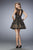 La Femme - 22222 Dotted Lace Illusion Cocktail Dress In Black and Neutral