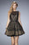 La Femme - 22222 Dotted Lace Illusion Cocktail Dress In Black and Neutral