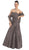 Eureka Fashion - 2224 Embroidered Floral Accented Trumpet Gown In Gray