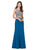 Dancing Queen - 2224 Mock Two-Piece Gilded Applique Bodice Gown in Blue