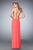 La Femme - 22248 Bedazzled Deep V-neck Sheath Dress In Pink and Orange