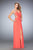 La Femme - 22248 Bedazzled Deep V-neck Sheath Dress In Pink and Orange