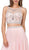 Dancing Queen - 2225 Jeweled Two Piece Illusion Neck A-line Prom Dress In Pink