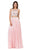 Dancing Queen - 2225 Jeweled Two Piece Illusion Neck A-line Prom Dress In Pink