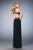 La Femme - 22265 Illusion High Neck Surplice Bodice Sheath Gown in Black