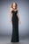 La Femme - 22265 Illusion High Neck Surplice Bodice Sheath Gown in Black