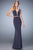 22267 Sheered Plunging Neckline Evening Gown