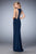 La Femme - 22267 Sheered Plunging Neckline Evening Gown In Blue