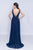 Nina Canacci - 2226 Pleated Plunging V-Neck Long Gown In Blue