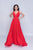Nina Canacci - 2226 Pleated Plunging V-Neck Long Gown In Red