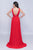 Nina Canacci - 2226 Pleated Plunging V-Neck Long Gown In Red