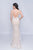 Nina Canacci - 2227 Embroidered Lace Plunging Sheath Gown In Ivory And Nude