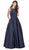 Dancing Queen - 2228 Beaded Bateau Pleated Prom Gown in Blue