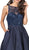 Dancing Queen - 2228 Beaded Bateau Pleated Prom Gown in Blue