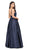 Dancing Queen - 2228 Beaded Bateau Pleated Prom Gown in Blue