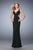 La Femme - 22290 V-Neck Sheered Sides Evening Gown In Black