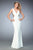 La Femme - 22290 V-Neck Sheered Sides Evening Gown In White