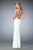 La Femme - 22290 V-Neck Sheered Sides Evening Gown In White