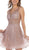 May Queen - MQ1653 Glitter Mesh Sleeveless V Neckline Cocktail Dress In Neutral and Brown