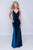 Nina Canacci - 2231 Sleeveless Chic V-neck Trumpet Dress in Blue